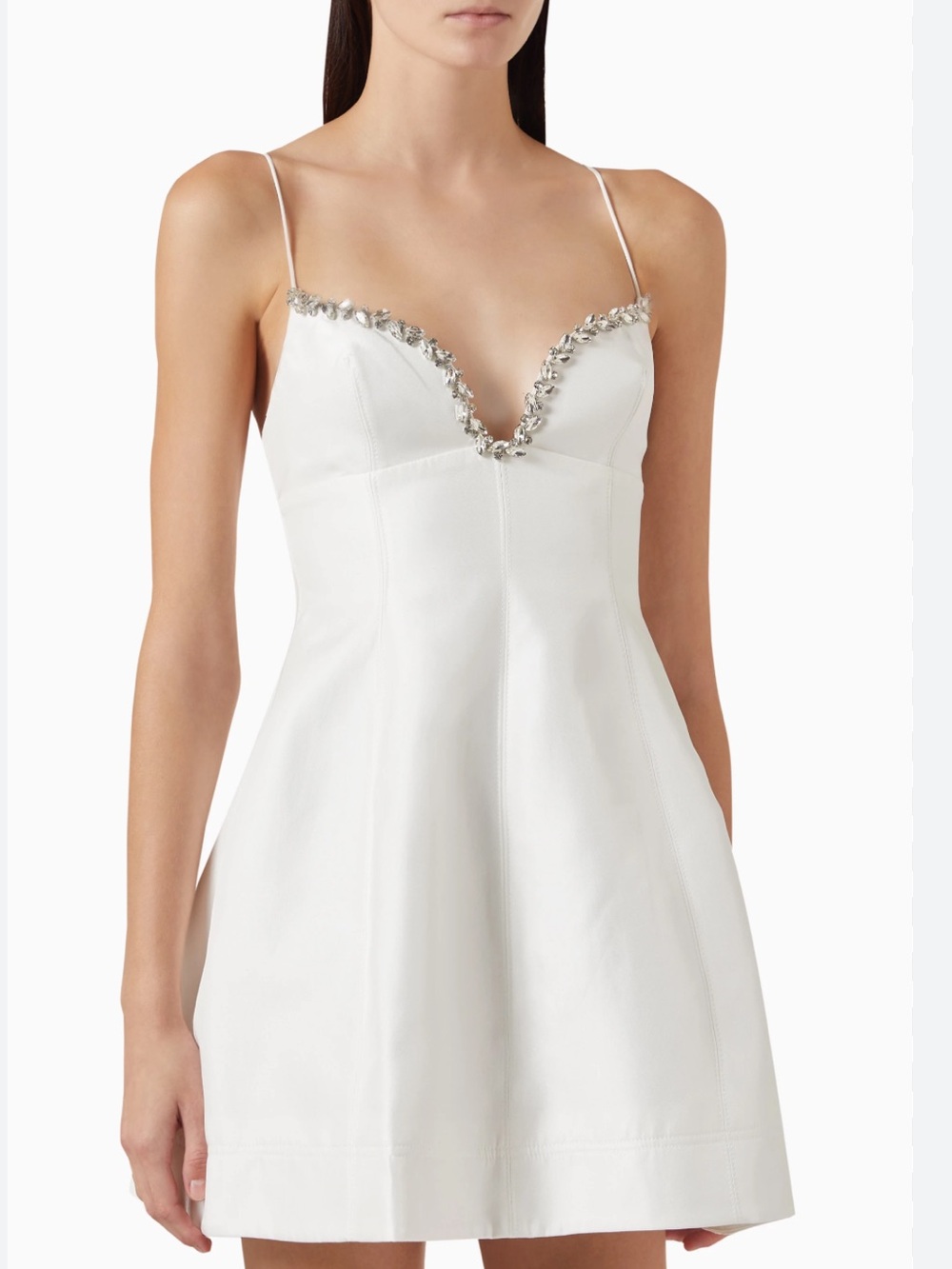 Acler White Embellished Sweetheart Mini Dress